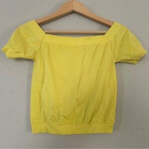 Neon Yellow Crop Top Off the Shoulder Bright Black Light Party Small Stretch
